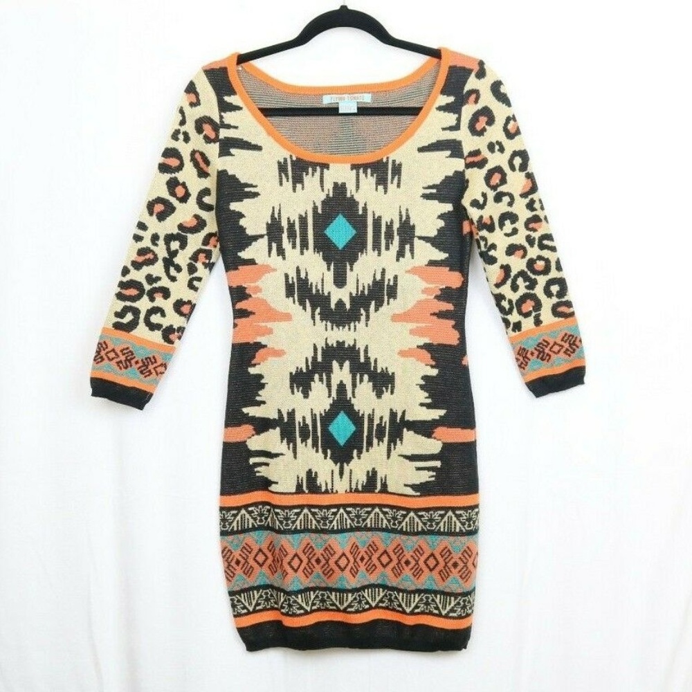Flying Tomato Aztec Animal Pattern Sweater Dress